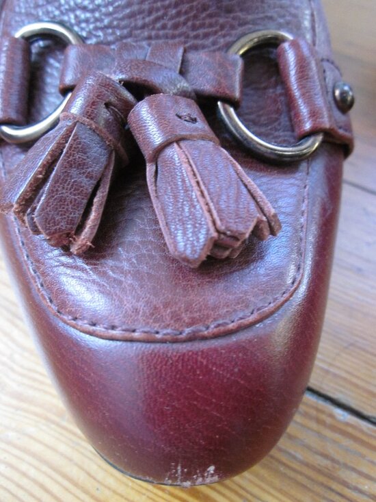 Sofft Tassel Heeled Oxford Loafers in Oxblood Burgundy Red Leather - Picture 4 of 7